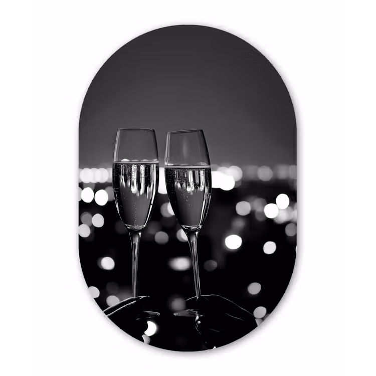 Muurovaal - Bubbels - Proosten - Champagneglazen - Stadslichten — 2