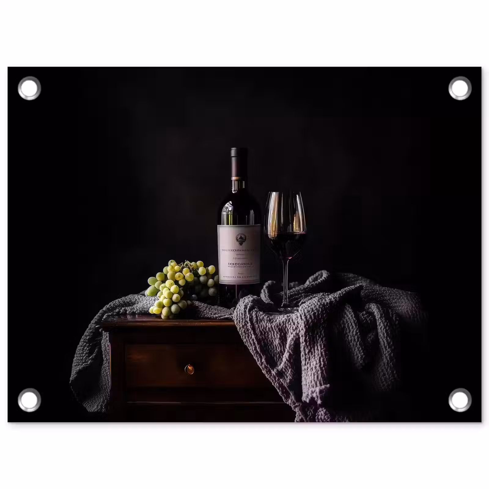 Tuinposter - Druiven - Wijn - Rood - Tafel — 1