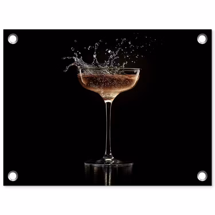 Tuinposter - Cocktail - Zwart - Spetters - Glas — 1