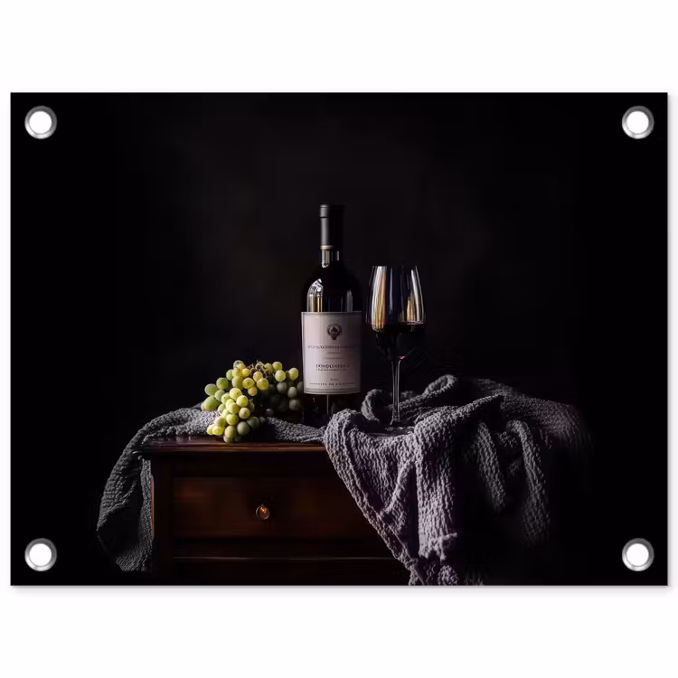 Tuinposter - Druiven - Wijn - Rood - Tafel — 1