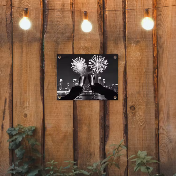 Tuinposter - Vuurwerk - Proosten - Skyline - Champagne — 2