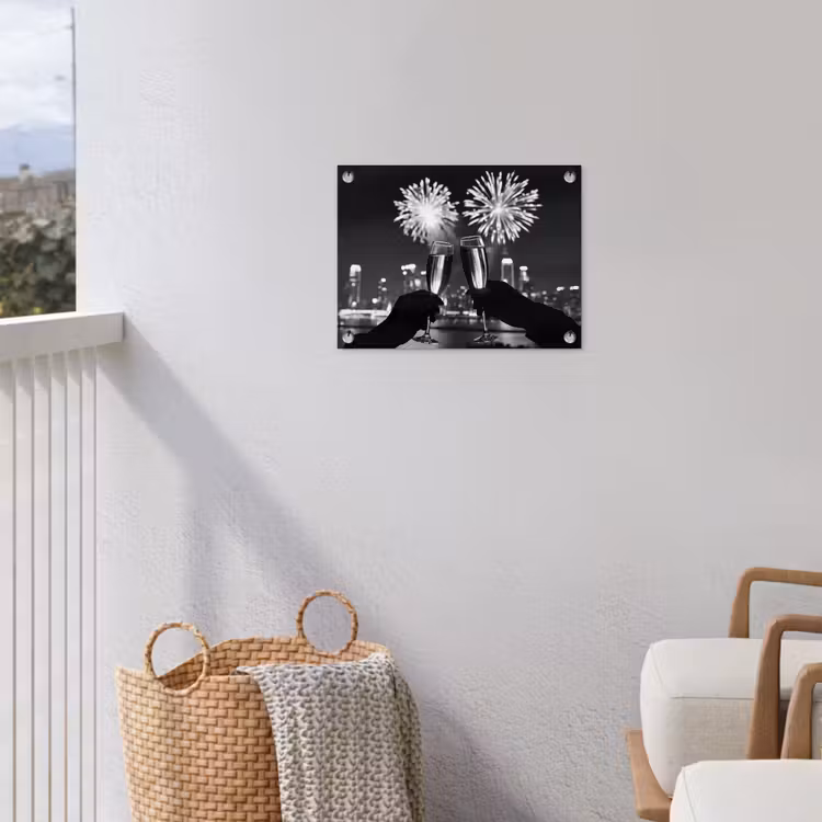 Tuinposter - Vuurwerk - Proosten - Skyline - Champagne — 3