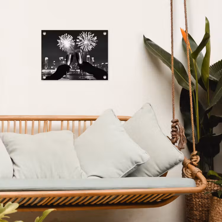 Tuinposter - Vuurwerk - Proosten - Skyline - Champagne — 5