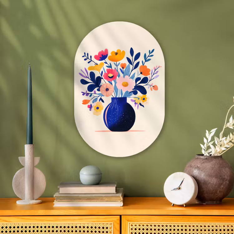 Muurovaal - Vaas - Bloemen - Boeket — 1