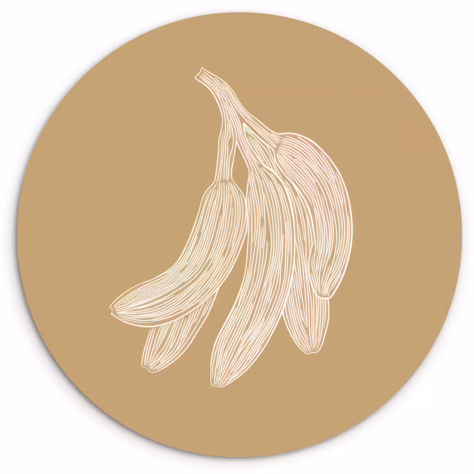 Muurcirkel - Bananen - Beige - Lijntekening - Minimalistisch — 1