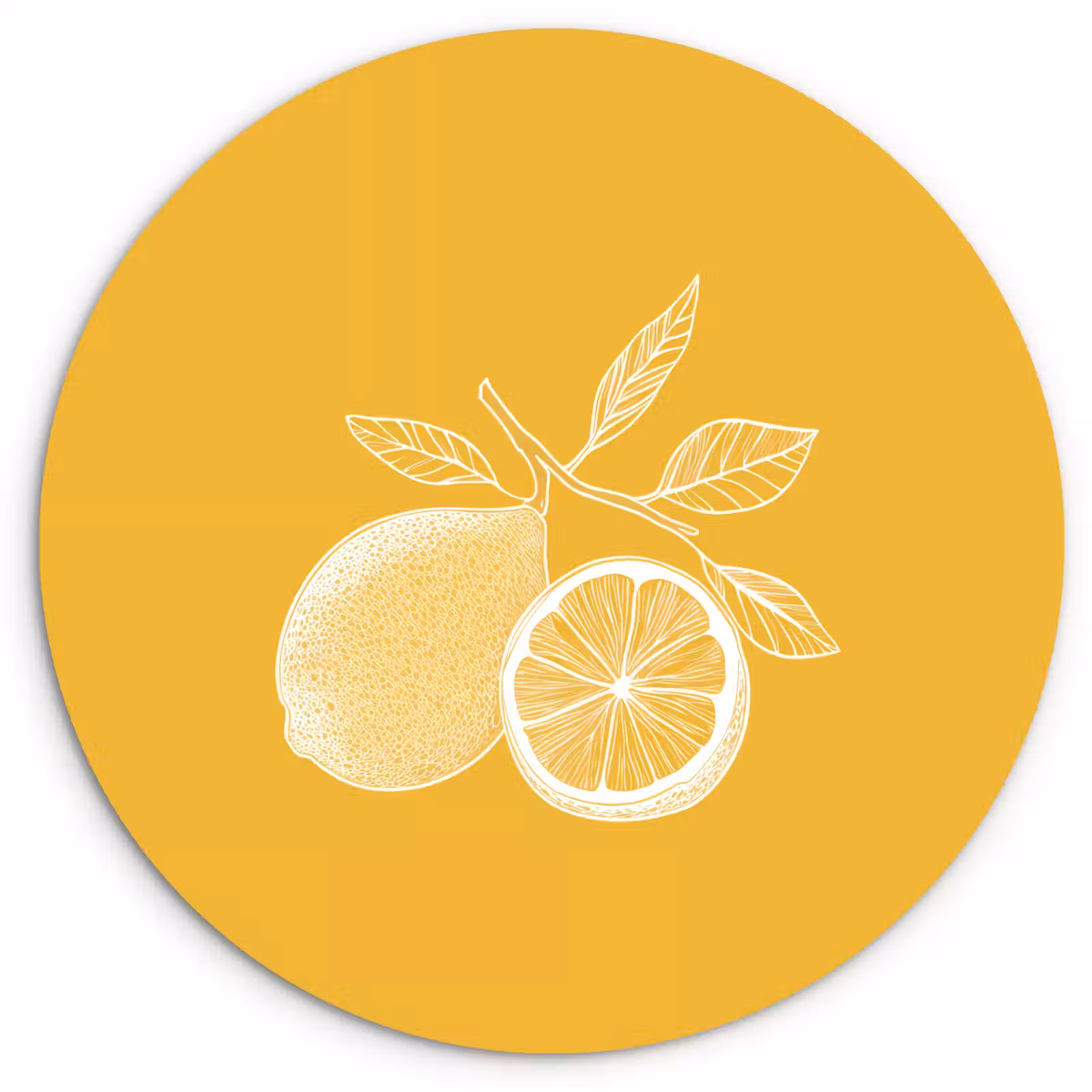 Muurcirkel - Citroenen - Illustratie - Minimalistisch - Geel — 1
