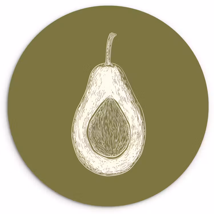 Muurcirkel - Avocado - Minimalistisch - Illustratie - Groen — 1