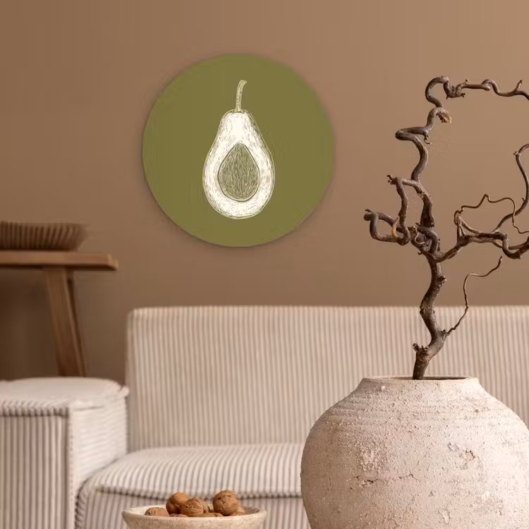 Muurcirkel - Avocado - Minimalistisch - Illustratie - Groen — 2