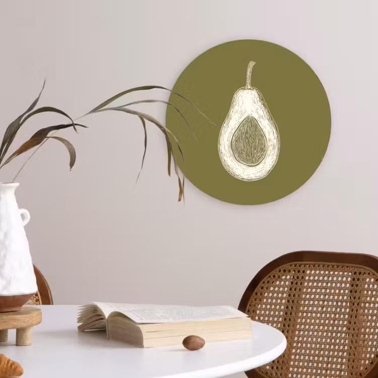Muurcirkel - Avocado - Minimalistisch - Illustratie - Groen — 4