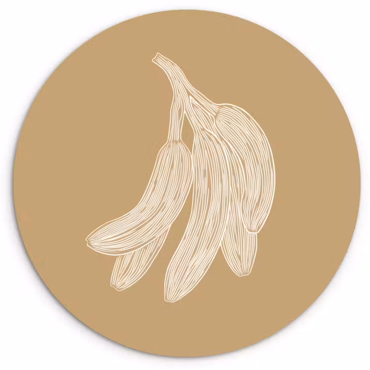 Muurcirkel - Bananen - Beige - Lijntekening - Minimalistisch — 1