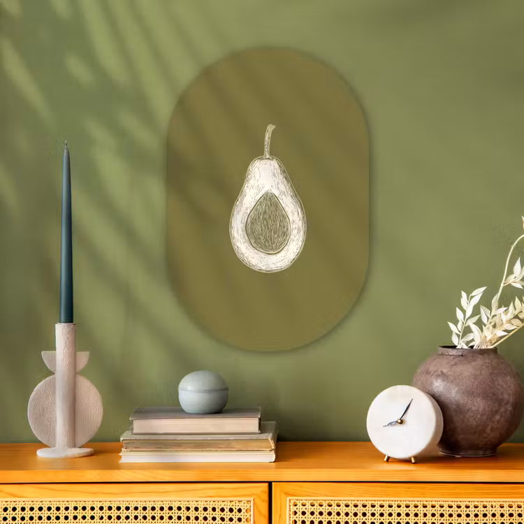 Muurovaal - Avocado - Minimalistisch - Illustratie - Groen — 1