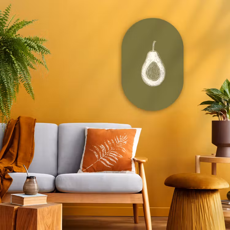 Muurovaal - Avocado - Minimalistisch - Illustratie - Groen — 2