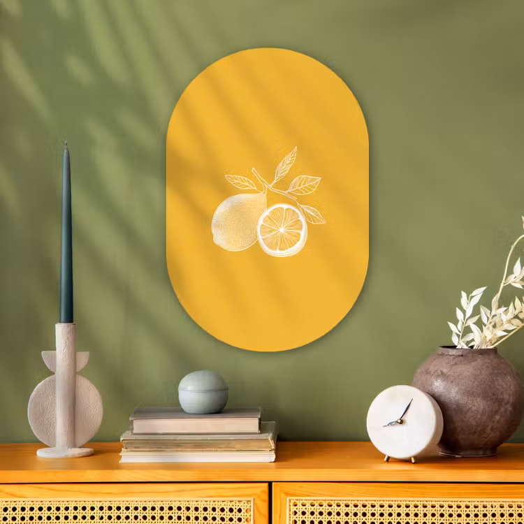 Muurovaal - Citroenen - Illustratie - Minimalistisch - Geel — 2