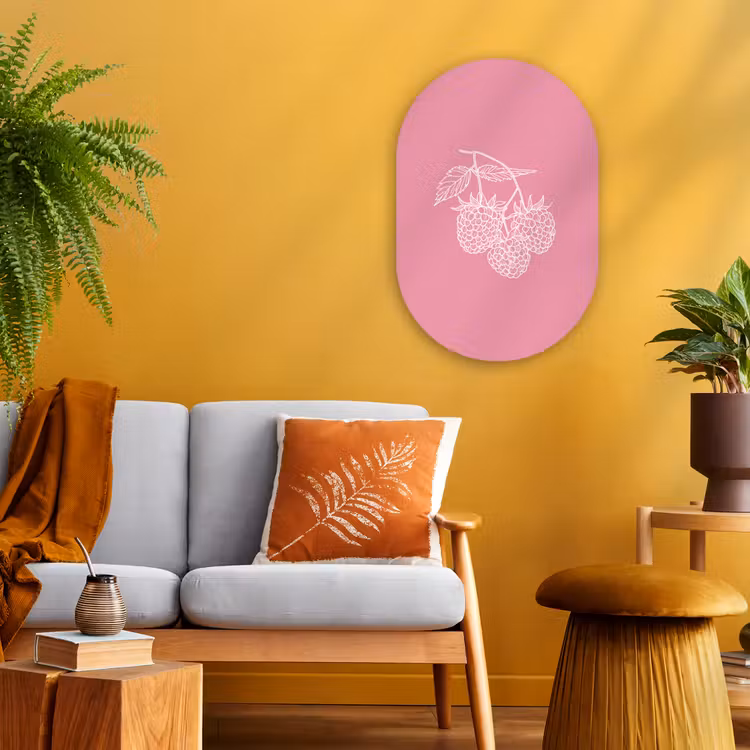 Muurovaal - Frambozen - Steel - Getekend - Roze — 1