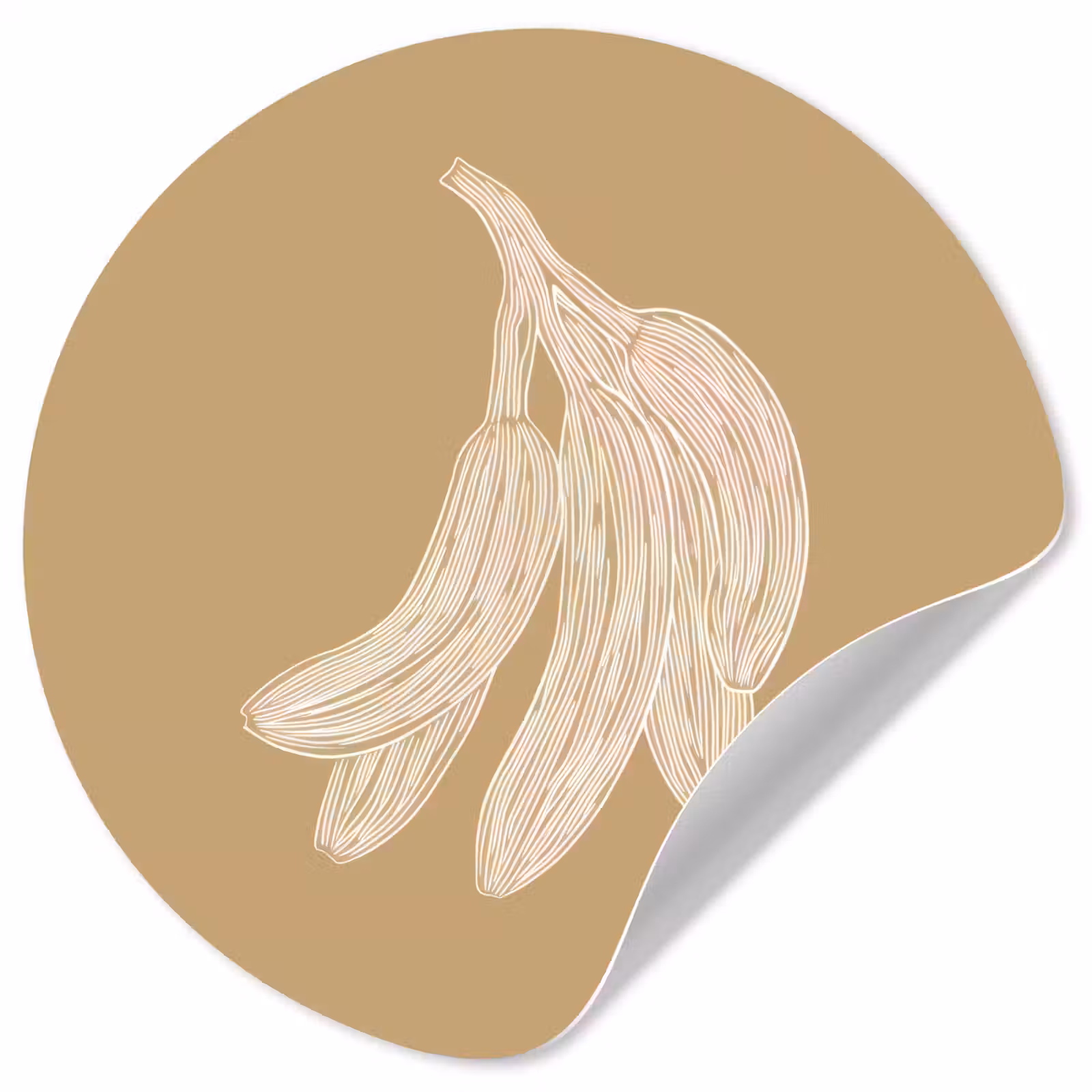 Behangcirkel - Bananen - Beige - Lijntekening - Minimalistisch — 1