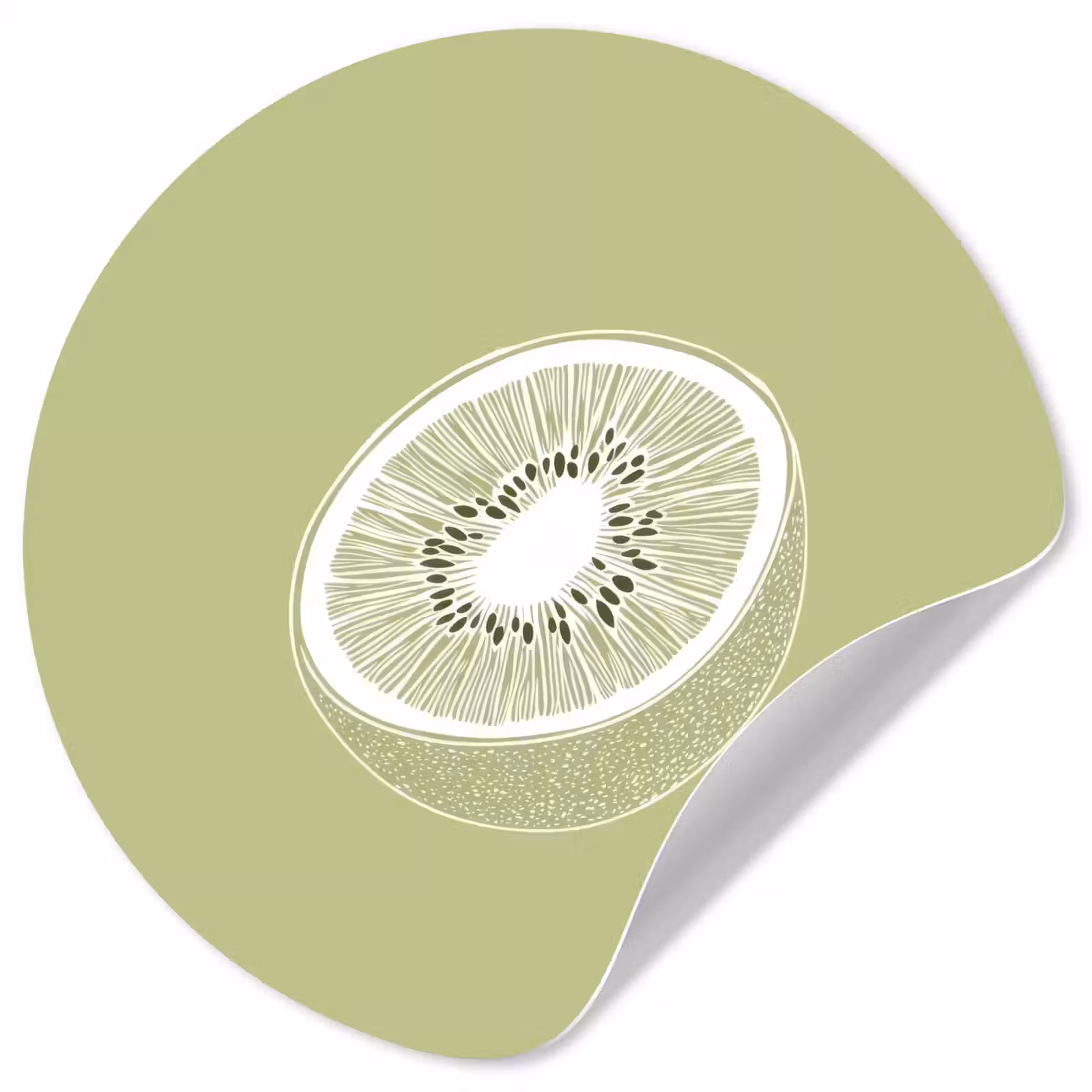 Behangcirkel - Kiwi - Lijntekening - Minimalistisch - Groen — 1