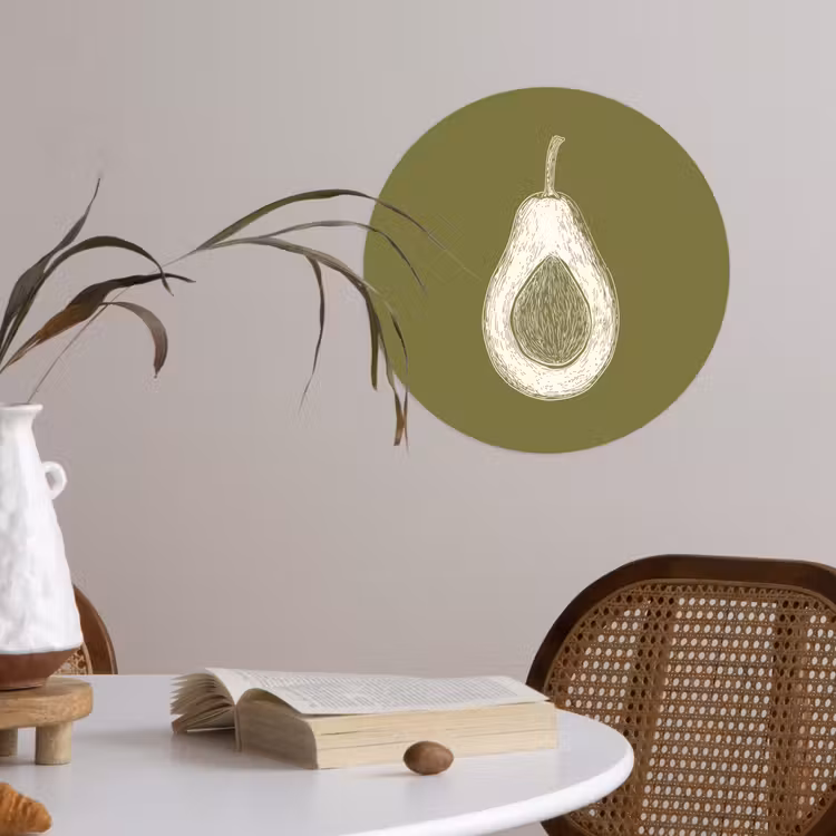 Behangcirkel - Avocado - Minimalistisch - Illustratie - Groen — 4