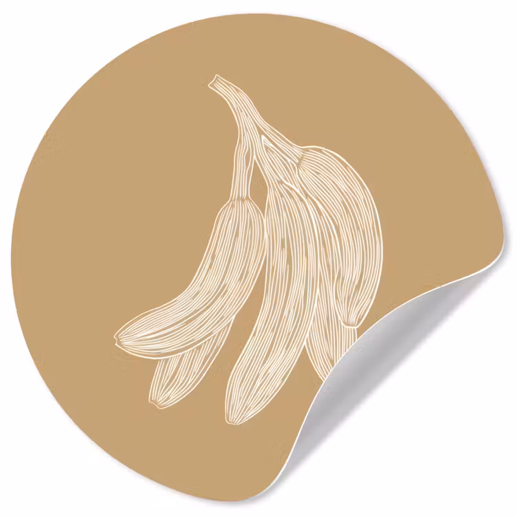 Behangcirkel - Bananen - Beige - Lijntekening - Minimalistisch — 1