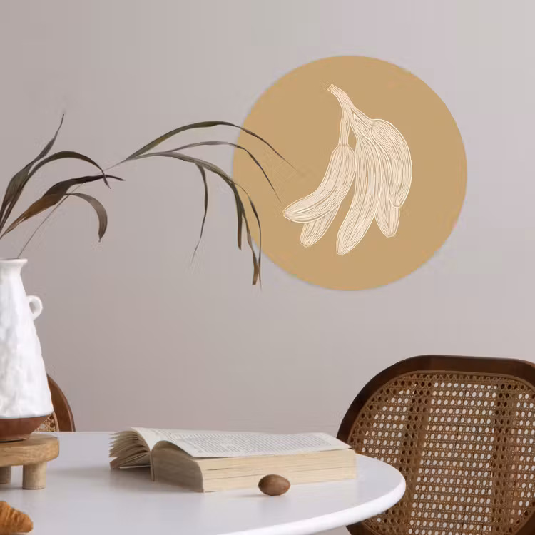 Behangcirkel - Bananen - Beige - Lijntekening - Minimalistisch — 4