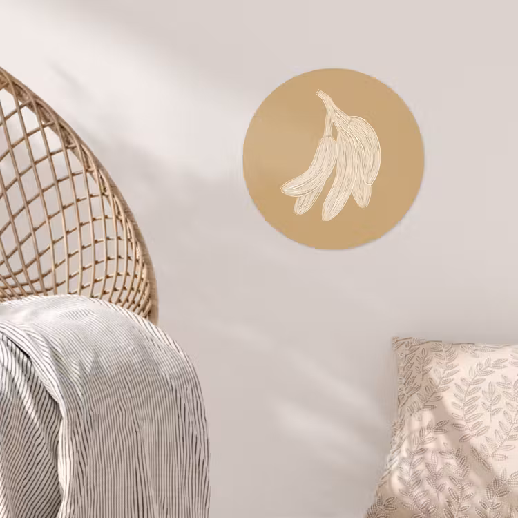 Behangcirkel - Bananen - Beige - Lijntekening - Minimalistisch — 5