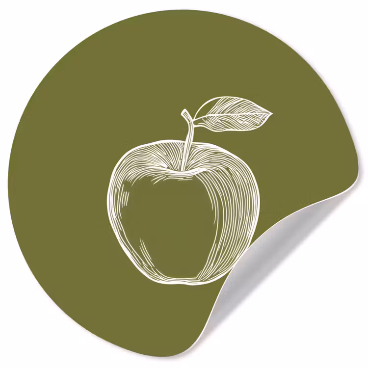 Behangcirkel - Lijntekening - Appel - Olijfgroen - Blaadje — 1