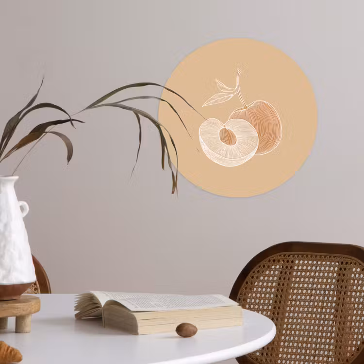 Behangcirkel - Perzik - Lijntekening - Pit - Beige — 4