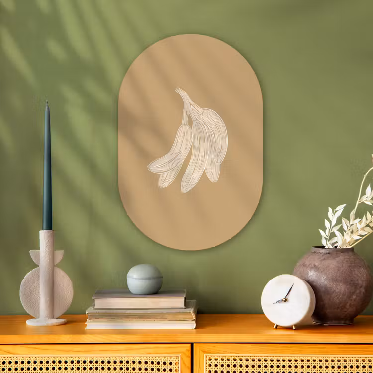 Muurovaal - Bananen - Beige - Lijntekening - Minimalistisch — 1