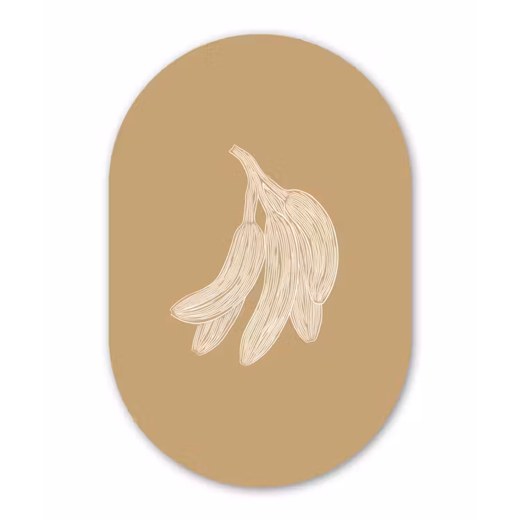 Muurovaal - Bananen - Beige - Lijntekening - Minimalistisch — 2