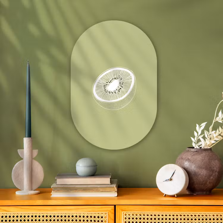 Muurovaal - Kiwi - Lijntekening - Minimalistisch - Groen — 2