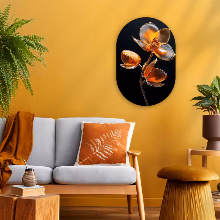 Muurovaal - Bloem - Orchidee - Oranje — 1