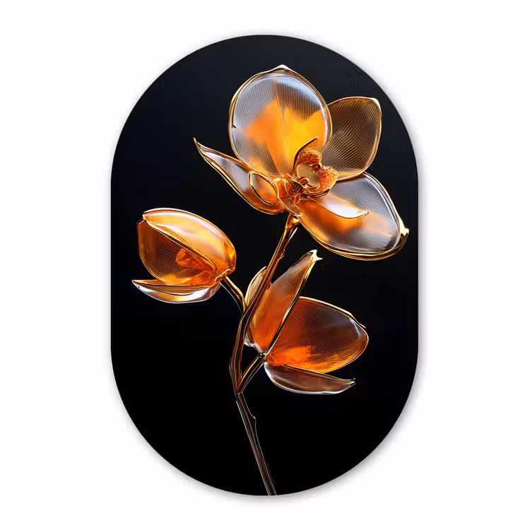 Muurovaal - Bloem - Orchidee - Oranje — 3