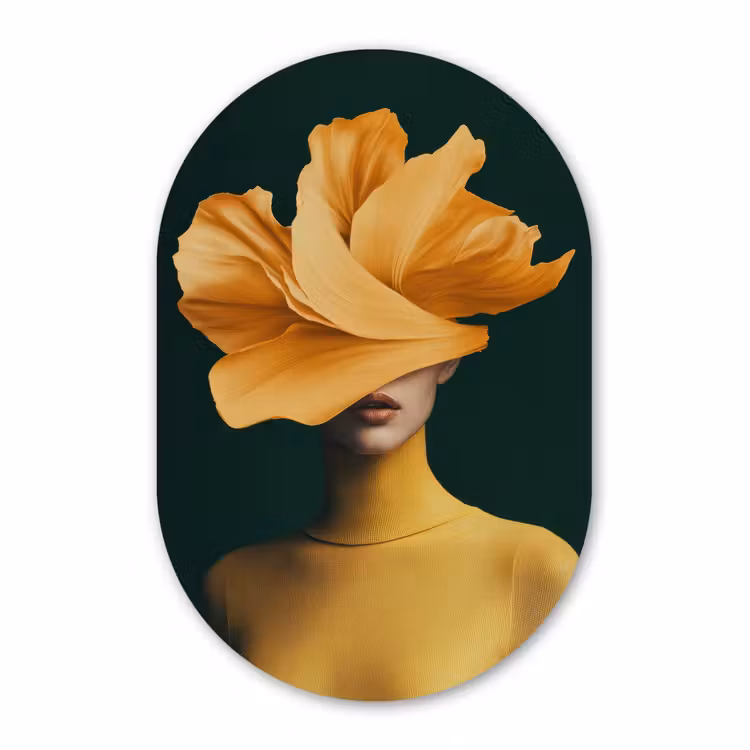 Muurovaal - Vrouw - Hoed - Geel — 2