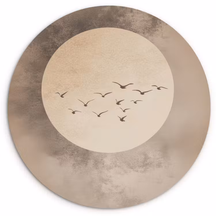 Muurcirkel - Vogel - Beige - Japandi — 1