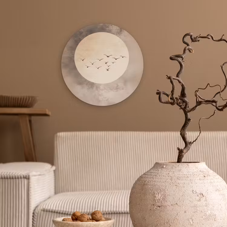 Muurcirkel - Vogel - Beige - Japandi — 2