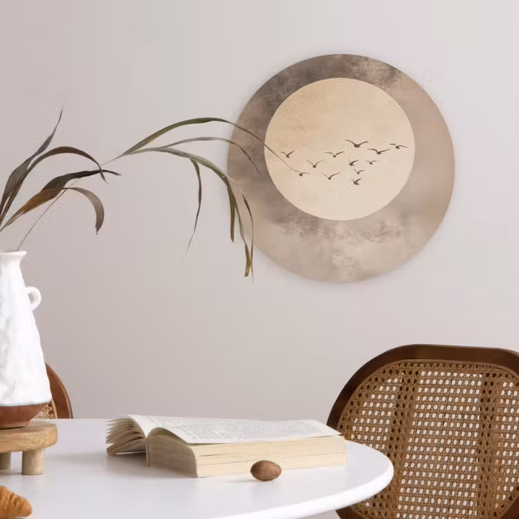 Muurcirkel - Vogel - Beige - Japandi — 4