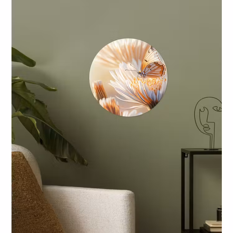 Behangcirkel - Vlinder - Bloem - Oranje — 3