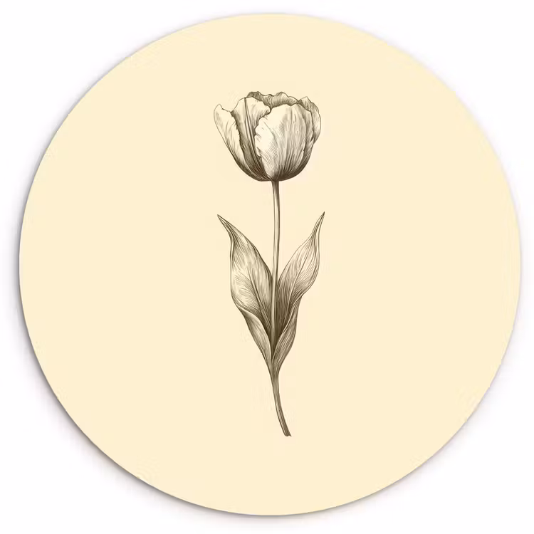 Muurcirkel - Illustratie - Tulp - Zwart — 1