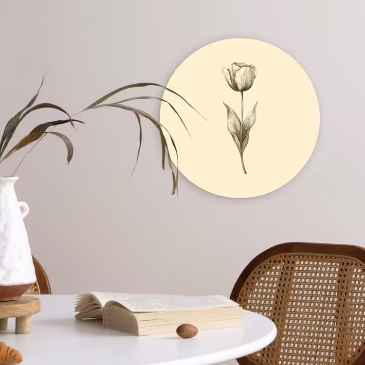 Muurcirkel - Illustratie - Tulp - Zwart — 4