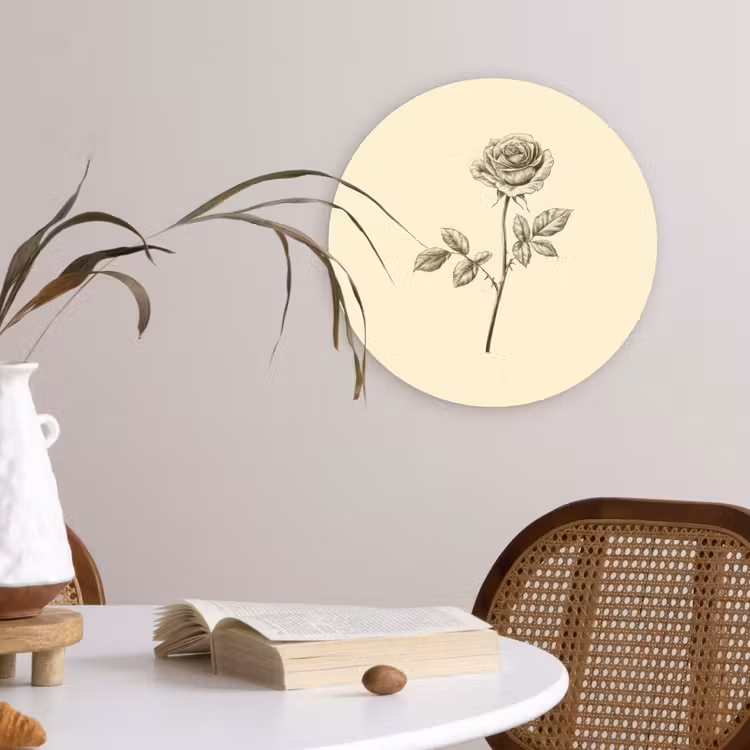 Muurcirkel - Illustratie - Zwart - Roos — 4