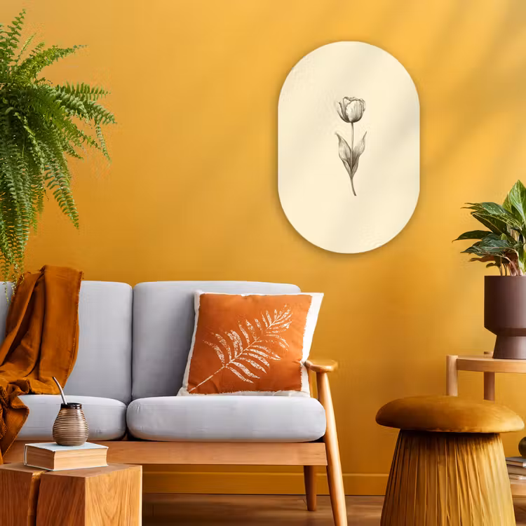 Muurovaal - Illustratie - Tulp - Zwart — 1
