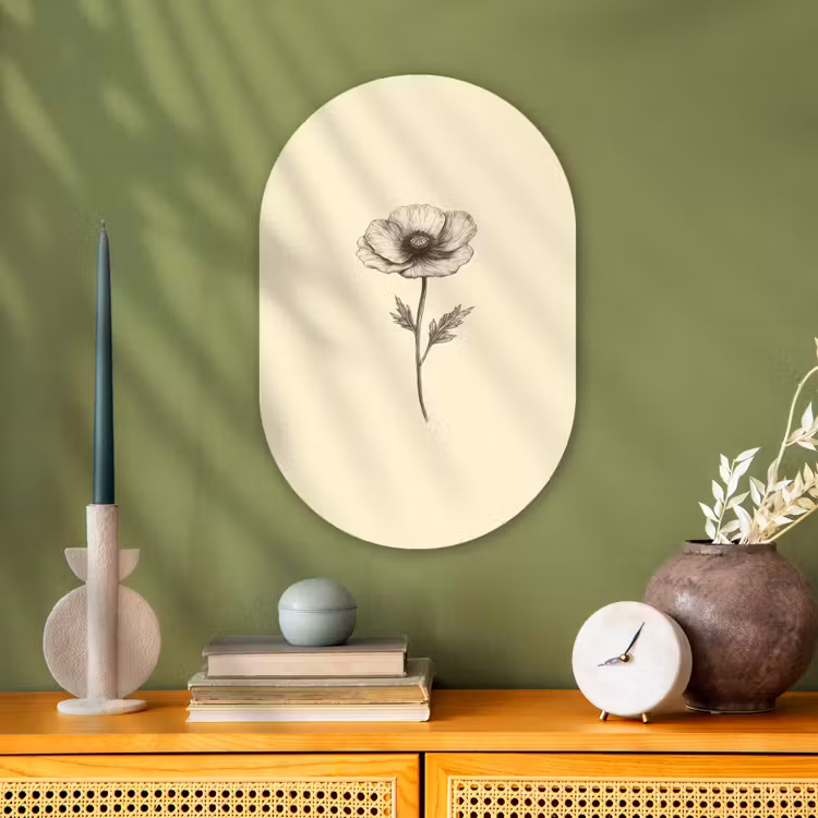 Muurovaal - Klaproos - Illustratie - Zwart — 2