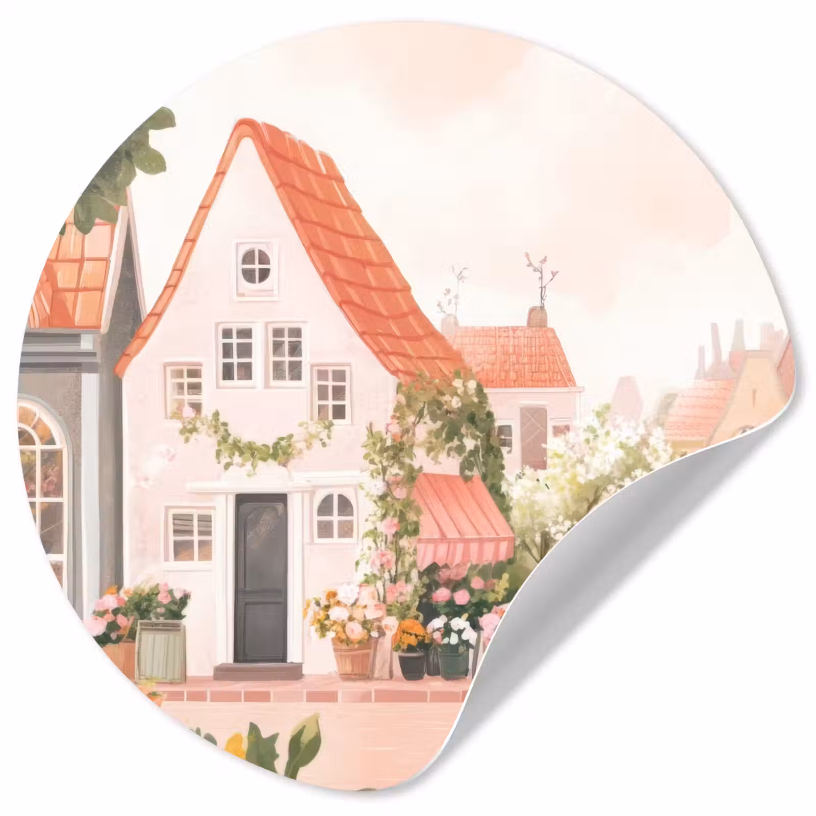 Behangcirkel - Bloemen - Huizen - Dorp — 1
