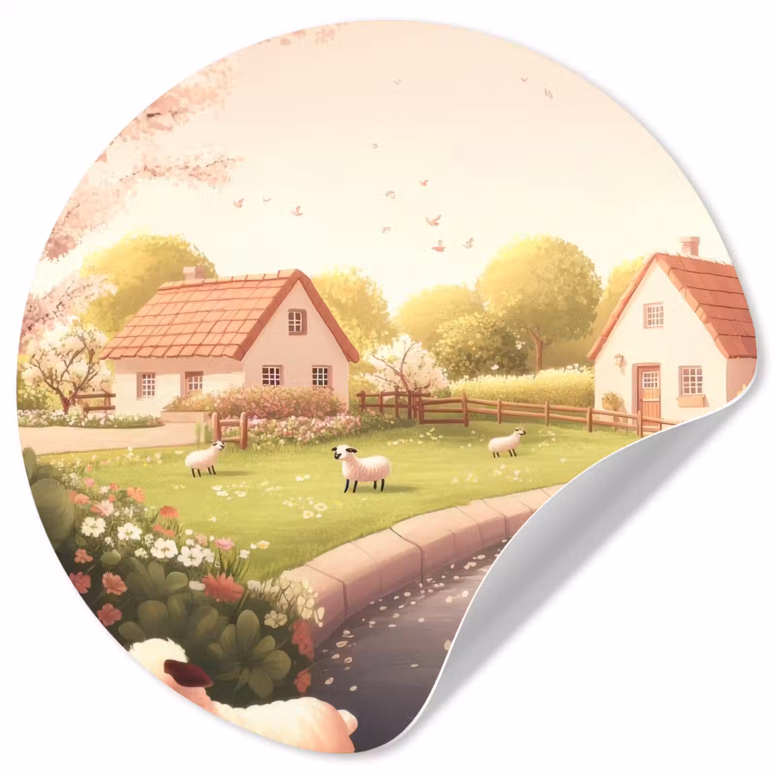 Behangcirkel - Schapen - Huisje - Platteland — 1