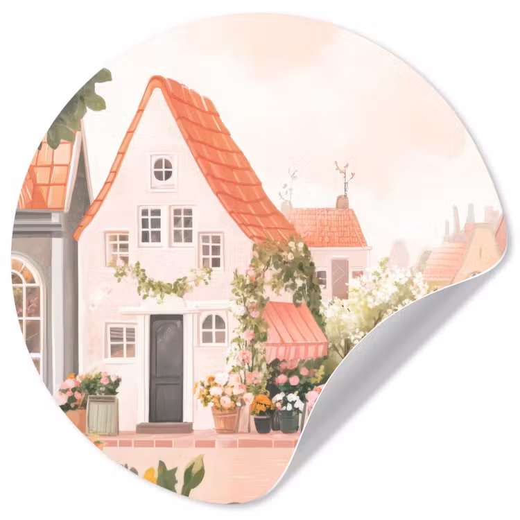 Behangcirkel - Bloemen - Huizen - Dorp — 1