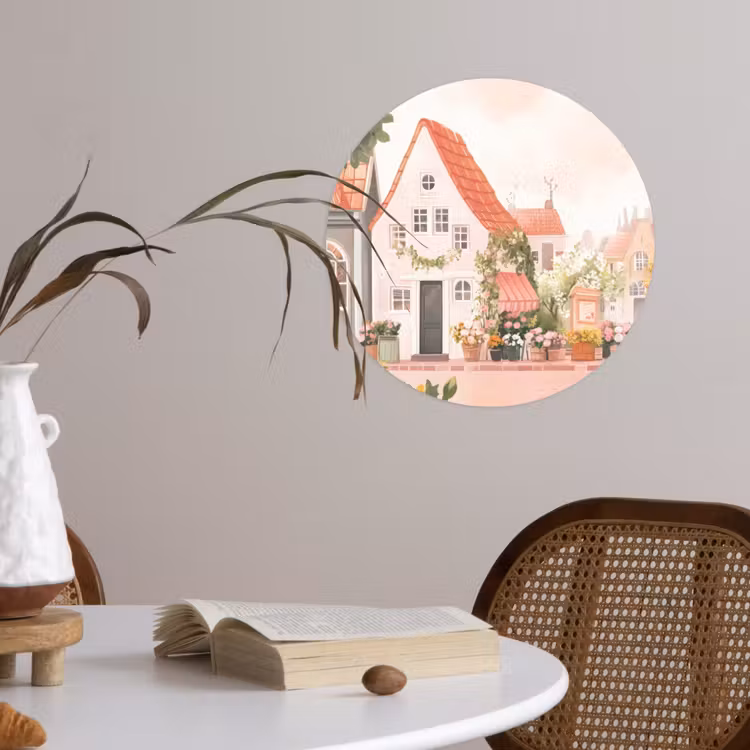 Behangcirkel - Bloemen - Huizen - Dorp — 4