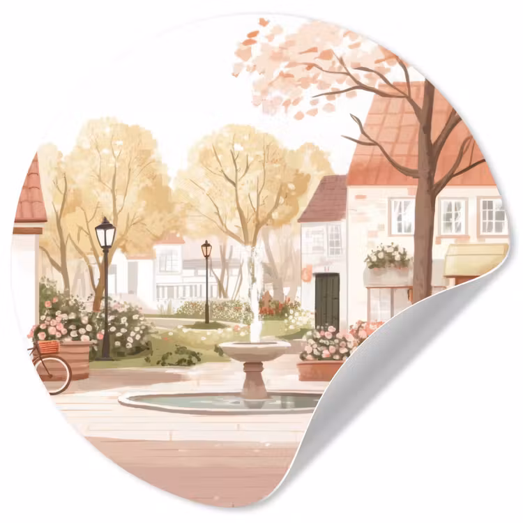 Behangcirkel - Dorpsplein - Fontein - Tulpen — 1