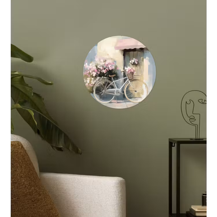 Behangcirkel - Fiets - Pastelkleuren - Bloemen — 3