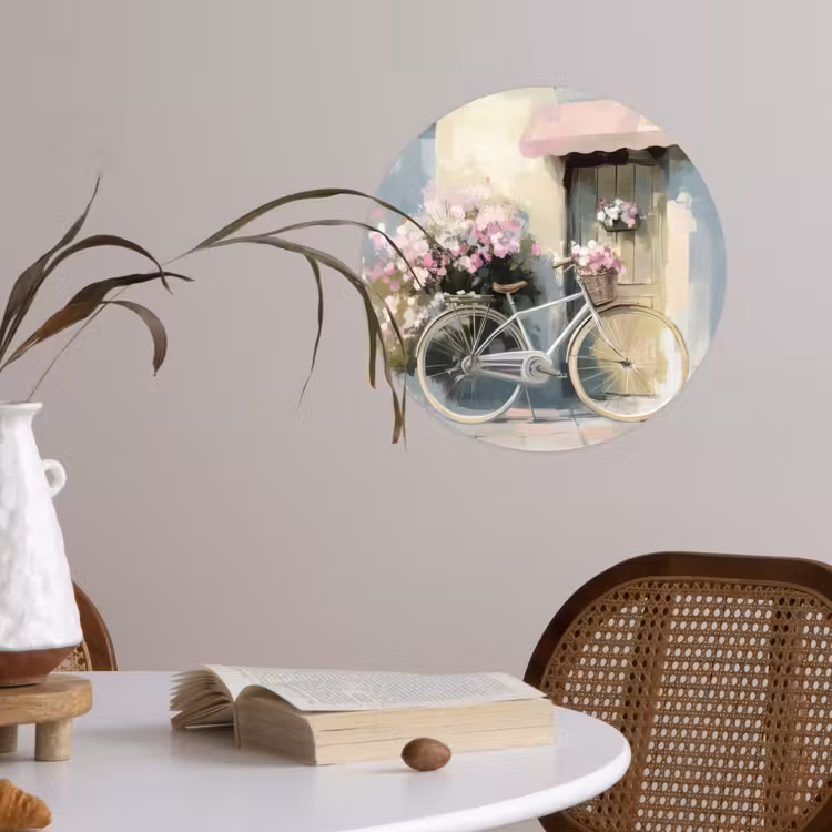 Behangcirkel - Fiets - Pastelkleuren - Bloemen — 4