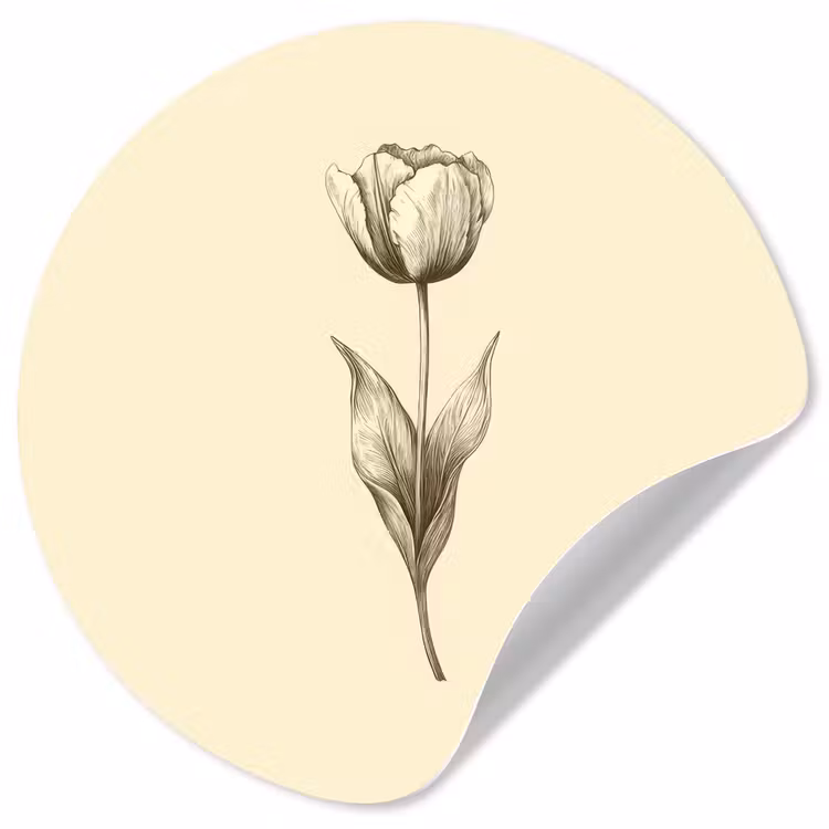Behangcirkel - Illustratie - Tulp - Zwart — 1