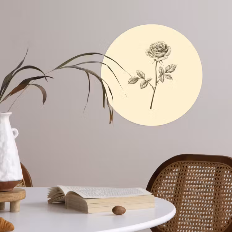 Behangcirkel - Illustratie - Zwart - Roos — 4